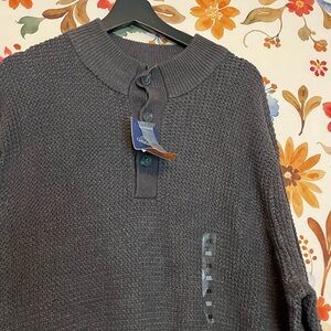 NWT Croft Barrow XXL Mens Unisex Waffle Knit Button Neck Fall Winter Sweater